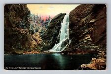 Norrland-Sweden, the Bridal Veil Waterfall, Vintage Souvenir Postcard picture