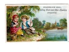 Rosenbloom Bros Boots & Shoes Syracuse Couple Lake Embossed Vict Card c1880s picture