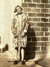N7 Photograph 1920's Street Corner Brick Wall Portrait Young Woman picture