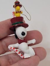 Vtg Hallmark 1989 Snoopy & Woodstock Ornament Top Hats Candy Canes 3