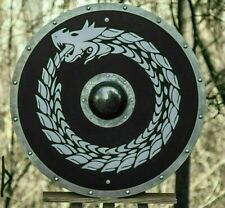 Medieval Wooden Round Viking Dragon Shield Warrior Battle Valhalla Handmade picture