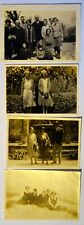  Small Antique B/W Photos x 4 People Woman Group Man Boy Girl Old Photographs  picture
