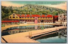 Postcard Williams Lake, Main Building and Diving Tower, Rosendale NY linen U142 picture