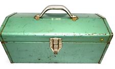 Vintage Green All Metal Waterloo Tool Box with Tray 16x7x7.25Tall - dsp picture