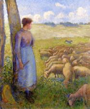 Art Oil painting Shepherdess-and-Sheep-1887-Camille-Pissarro-oil-painting picture