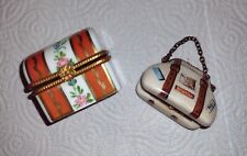Limoges  Boxes Set of 2 - French -Hand painted - Trunk and Bag picture