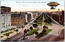 VINTAGE POSTCARD VIEW OF COMMONWEATH AVENUE BOSTON ON POOLE PIANO Co. ADVERTING picture
