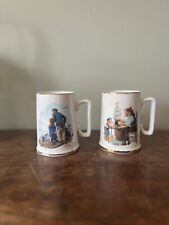 Vintage Norman Rockwell Ceramic Mugs 1985 Set Of Two picture