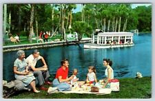 Postcard Silver Springs Florida Glass Bottom Boat Family Picnic picture