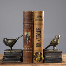 Vintage Lustrous Decorative Birds & Books Brass-Colored Resin Bookends, 1 Pair picture