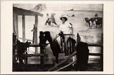 Studio RPPC Photo Postcard Girl in Cowboy Hat on Fake Horse / c1950s Unused picture