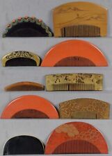 Ten 19c Japanese lacquer KUSHI hair COMBS picture