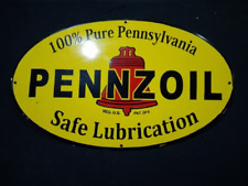 Porcelain Pennzoil Safe Lubrication Enamel Sign Size 30