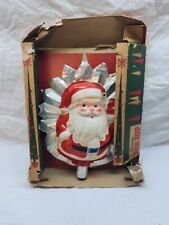 Vintage Christmas Tree Topper WAVING SANTA on SILVER FOIL STAR Vinylite Plastic picture