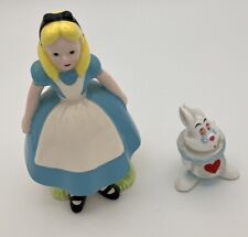Vintage Disney’s Alice In Wonderland Alice And White Rabbit Porcelain Figurines  picture