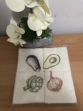 Exclusive Trader Joe's Embroidered Cotton Napkins Set of 4 Vegetable. Rare. NEW picture