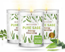 Magnificent 101 Set of 3 Long Lasting Pure Sage Smudge Candles | 42 White  picture