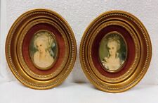 Set Of Two Vintage Cameo Creation Oval Ornate Framed Portrait Victorian Ladies  picture
