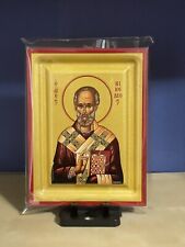 Saint Nicholas -Grooved serigraph icon. The background is gold color 6x8 inches  picture