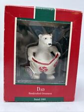 Vintage 1989 Hallmark Handcrafted Dad Polar Bear Christmas Ornament 3