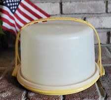 Vintage Tupperware Cake Taker Round 684-5 Harvest Gold Carrier With Lid & Handle picture
