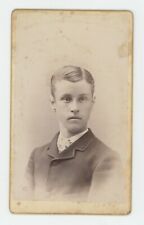 Antique CDV Circa 1870s Handsome Young Man in Suit Dapper Hair Kabley Clinton OH picture