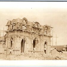c1910s Church Cathedral Ruins RPPC Occupational Scaffolding Real Photo PC A130 picture