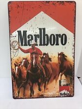 Vintage style MARLBORO COWBOY LASSO HORSE CIGARETTE TIN METAL SIGN 8