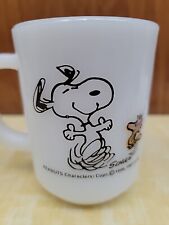 Snoopy Woodstock Fire King Anchor Hocking Mug At Times Life Is Pure Joy Vintage  picture