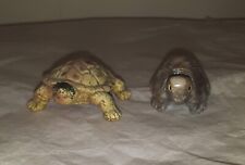 Turtle Figurine Carved & Resin Ocean Beach Scene read some scratches chip picture