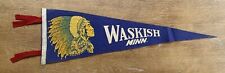 Vintage 1940's Waskish Minn 26' Felt Pennant w/ Native American Chief Graphic picture