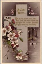 Vintage 1910s JOYFUL EASTER Gel Postcard Cross / Flowers Tuck's GEM Series 3636 picture
