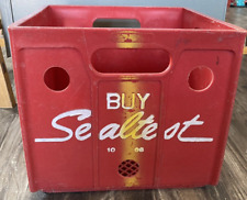 Vintage 1966 SEALTEST Red Plastic Milk Crate Box Solid Sides Dairy Advertising picture