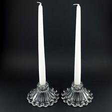Anchor Hocking Candlestick Holders Boopie Bubble Berwick Clear Glass VTG Pair 2 picture