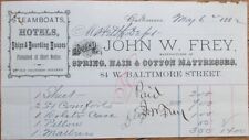 Baltimore, MD 1882 Letterhead: Steamboat, Hotel & Ship Mattresses - Maryland picture