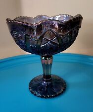 Imperial Glass Carnival Amethyst Gray Smoke Nucut  Sawtooth Footed Bowl Insignia picture