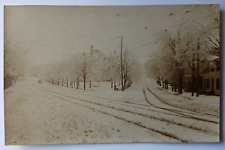 Vintage Winter Scene Snow Trees Buildings Real Photo RPPC Postcard picture