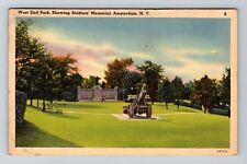 Amsterdam NY-New York, West End Park, Soldiers Memorial Vintage c1941 Postcard picture