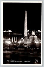 RPPC La Place de la Concorde Night View, Paris, France By Guy Postcard PAR027 picture