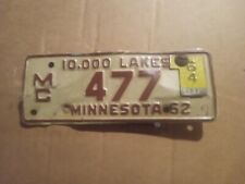 Vintage 1962 MINNESOTA Motorcycle License Plate 477  with 1964 Tab picture