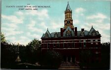 c1909 FORT SMITH ARKANSAS COUNTY COURT HOUSE AND MONUMENT POSTCARD 39-78 picture