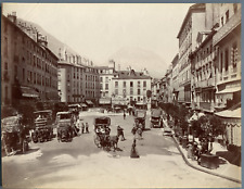 ND. France, Grenoble, La Place Grenette vintage albumen print.  Album Print picture
