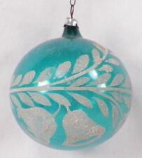 Christmas Ornament Turquoise Ball Unsilvered Bells Lanissa W Germany Large #63 picture