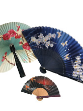 ASSORTED LOT (3) ORIENTAL PAPER HAND FANS picture