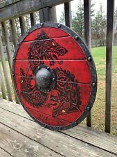 Medieval Fenrir Red Wolf Authentic Battleworn Viking Shield f picture