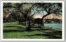 Orlando, Florida FL - Shady Spot In Eola Park - Vintage Postcard - Posted 1927 picture