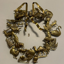 Vintage Dresden Petite Choses Brass Metal All Holiday Wreath Animals Seasons 8