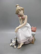 Lladro Chit Chat Girl Figurine #5466 Telephone & Dalmatian Puppy Dog 7.75