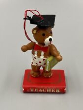 Vintage Kurt Adler Teacher Graduating Christmas Ornament Bear On Book 2.5” picture