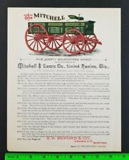 Vintage 1890's Mitchell & Lewis Wagon Co. Racine Wisconsin Advertising Flyer picture